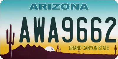AZ license plate AWA9662