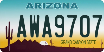 AZ license plate AWA9707