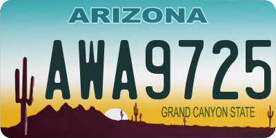 AZ license plate AWA9725