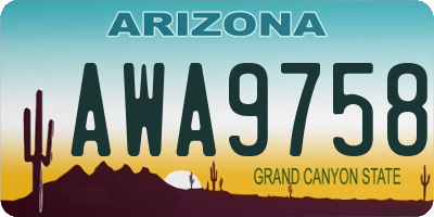 AZ license plate AWA9758