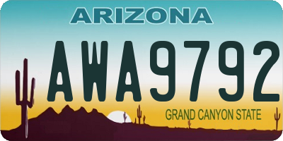 AZ license plate AWA9792
