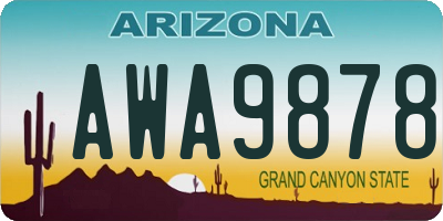 AZ license plate AWA9878