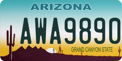 AZ license plate AWA9890