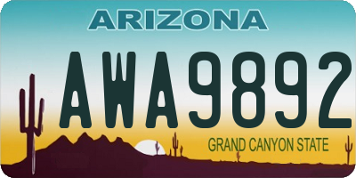 AZ license plate AWA9892