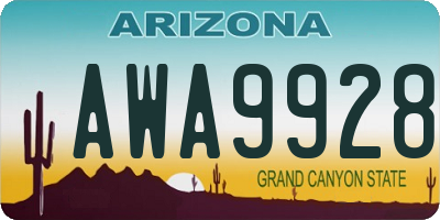 AZ license plate AWA9928