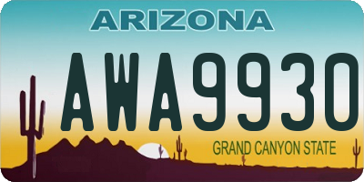 AZ license plate AWA9930