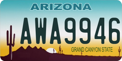 AZ license plate AWA9946