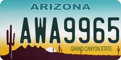 AZ license plate AWA9965