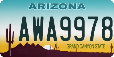 AZ license plate AWA9978
