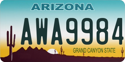 AZ license plate AWA9984
