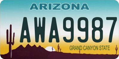 AZ license plate AWA9987