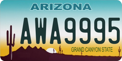 AZ license plate AWA9995