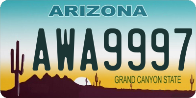 AZ license plate AWA9997