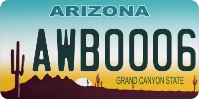 AZ license plate AWB0006