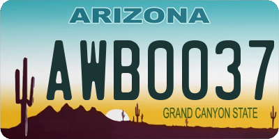 AZ license plate AWB0037