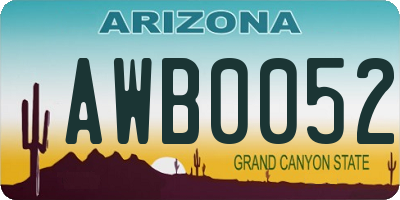 AZ license plate AWB0052