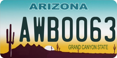 AZ license plate AWB0063