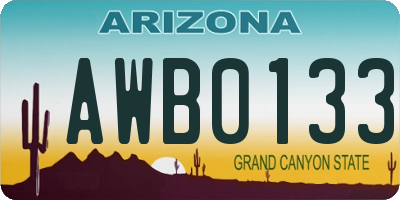 AZ license plate AWB0133
