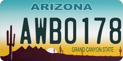 AZ license plate AWB0178