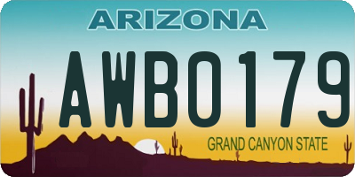 AZ license plate AWB0179