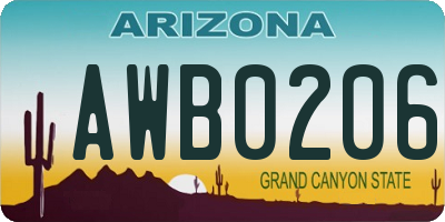AZ license plate AWB0206