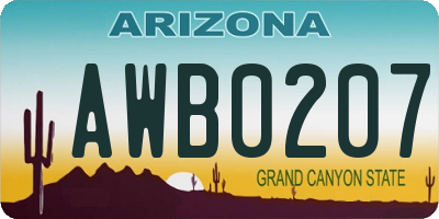 AZ license plate AWB0207