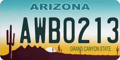 AZ license plate AWB0213
