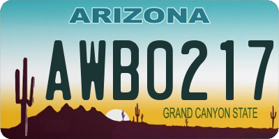 AZ license plate AWB0217