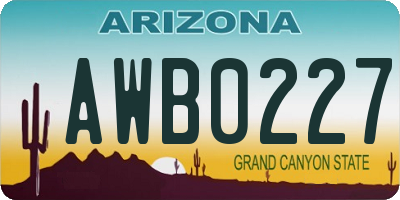AZ license plate AWB0227