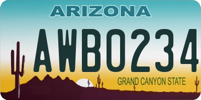 AZ license plate AWB0234