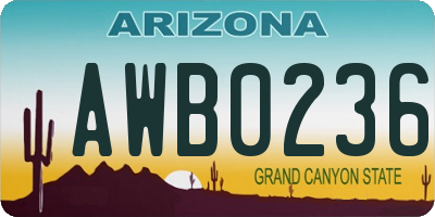 AZ license plate AWB0236