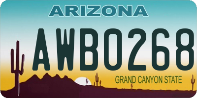 AZ license plate AWB0268