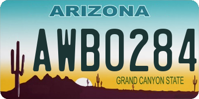 AZ license plate AWB0284