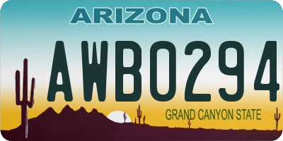 AZ license plate AWB0294