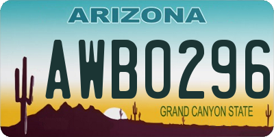 AZ license plate AWB0296