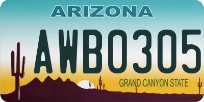 AZ license plate AWB0305
