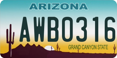AZ license plate AWB0316