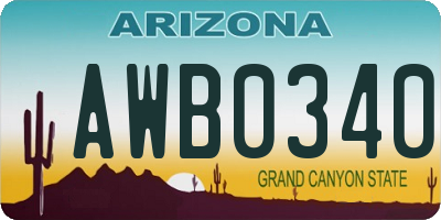 AZ license plate AWB0340