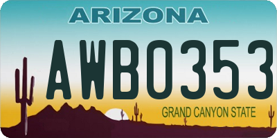 AZ license plate AWB0353