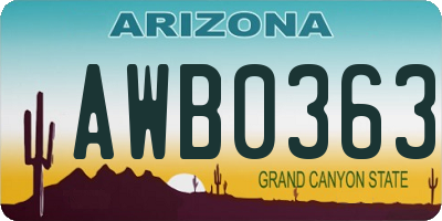 AZ license plate AWB0363