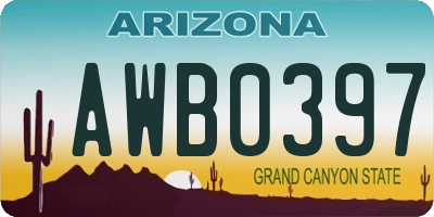 AZ license plate AWB0397