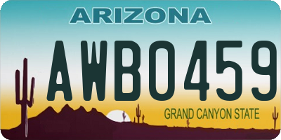 AZ license plate AWB0459