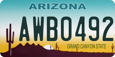 AZ license plate AWB0492
