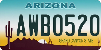 AZ license plate AWB0520