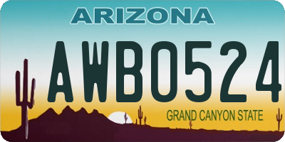 AZ license plate AWB0524