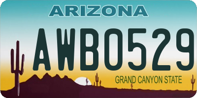 AZ license plate AWB0529