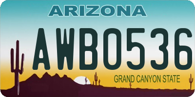 AZ license plate AWB0536