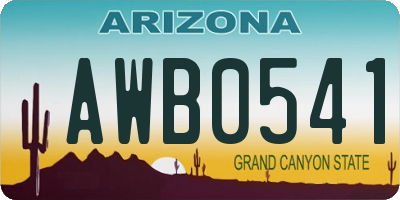 AZ license plate AWB0541