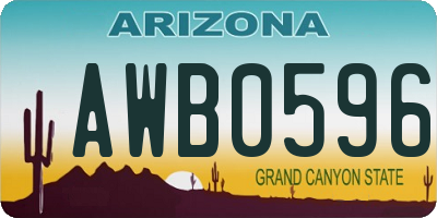 AZ license plate AWB0596