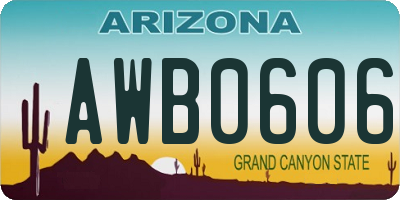 AZ license plate AWB0606